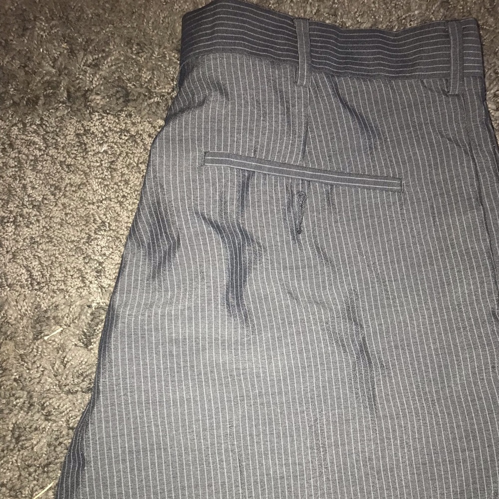 Grey pinstriped dress pants